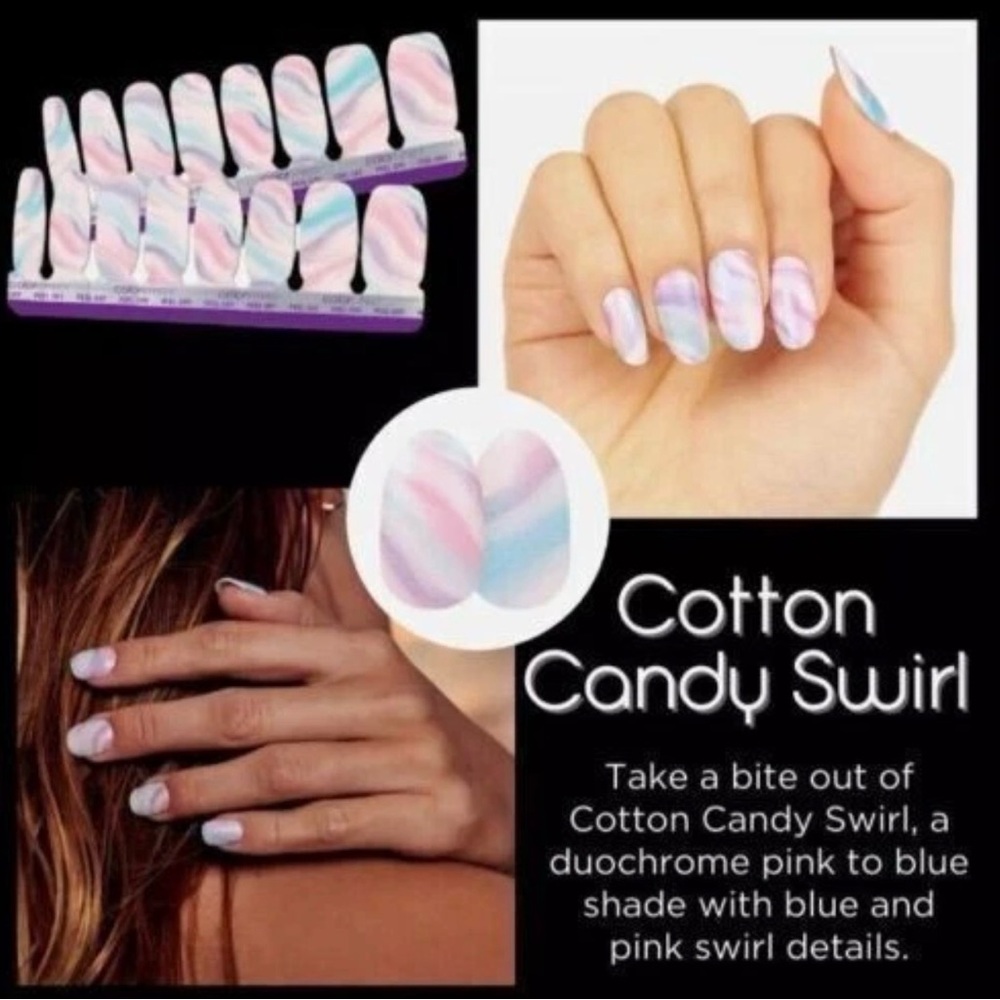Color Street Cotton Candy Swirl Press-On Nails - Pink & Blue Duochrome